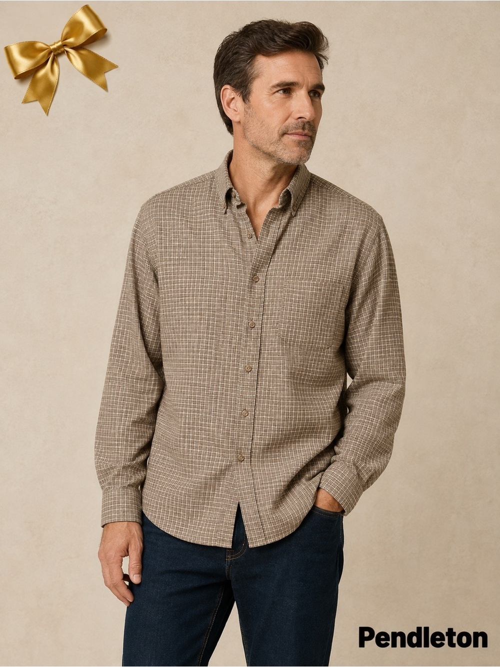 Pendleton Sir Pendleton Medium Tall 100% Virgin Wool Brown Plaid Shirt